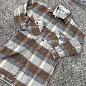 Evereve Tan and Gray Checkered Jacket